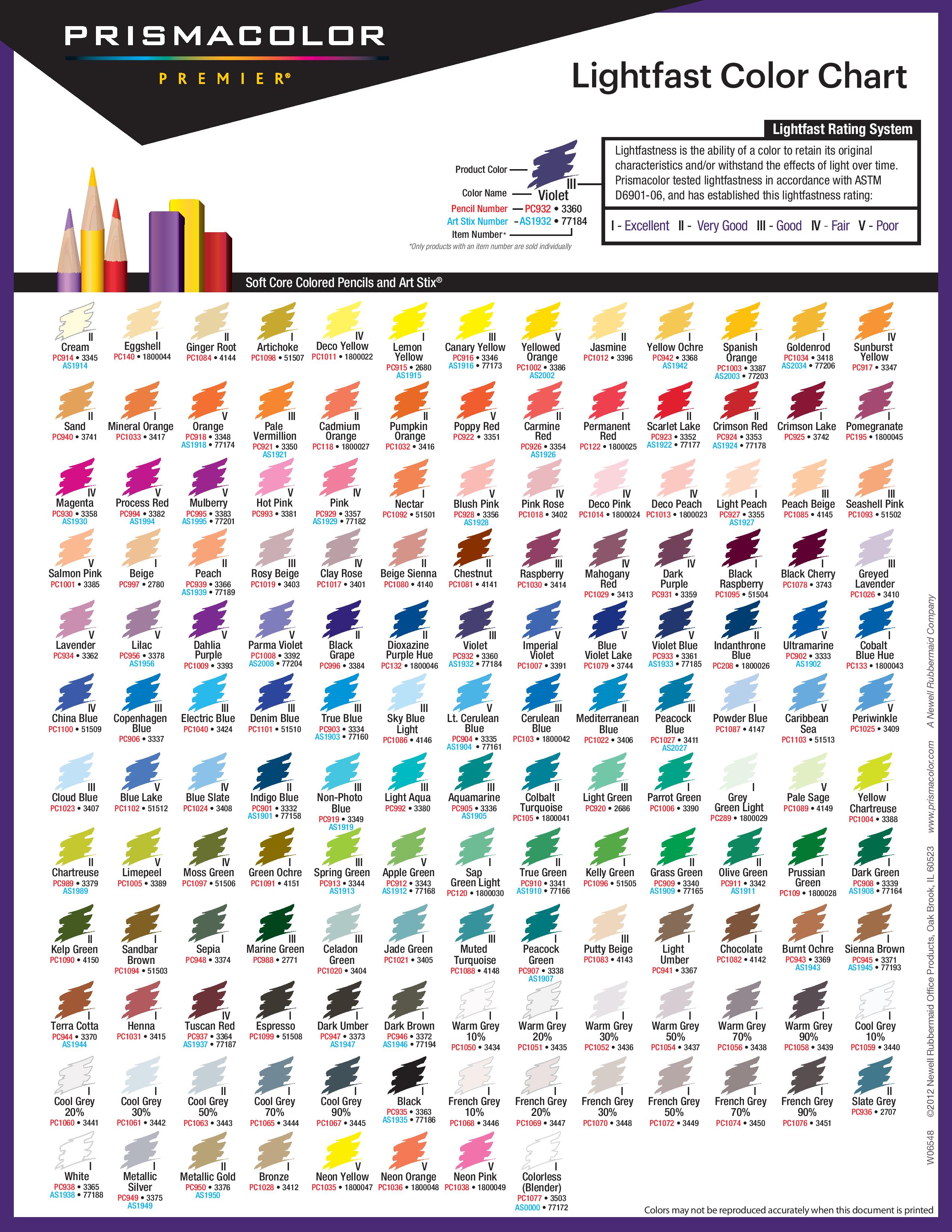 Printable Color Chart For Prismacolor Pencils Free Printable Templates